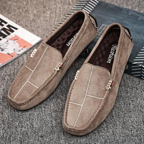 2021Men Loafers Shoes Brand Fashion Soft Man Moccasins Loafers Outdoor Suede Leather Slip On Shoes Men Flats Driving Shoes