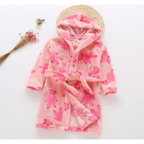 Baby Childrens Bathrobe Toddler Boy Girl Animal Hooded Bath Towel Infant Bathing Blanket Flannel Soft Comfortable Clothes 0-8y