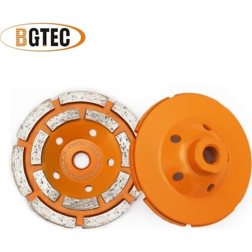 BGTEC 2pcs 4inch Diamond Double Row Grinding Cup Wheel 100mm Grinding discs for concrete, Masonry, Granite marble