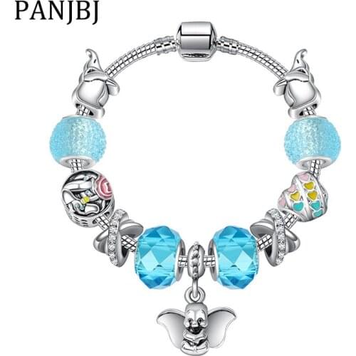 Silver Plated Bead Alloy Bracelet Elephant Fairy Tale Snake Chain Basic Charm Bracelet For Fashion Women DIY Jewelry Gift