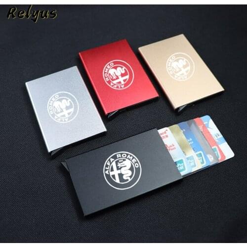 Anti-theft ID Credit Card Holder Porte Carte Thin Pocket Case For Alfa Romeo Giulia 159 Giulietta Stelvio Mito Accessories