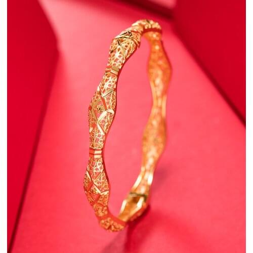 Diameter 6CM Dubai Gold Color Bangles For Women Girls Wedding Bracelet Can Open Islamic Ramadan Jewelry Can open