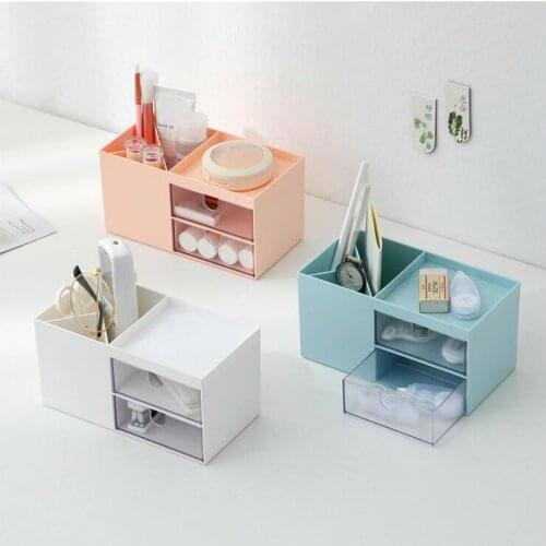 Double Layer Multi-function Desktop Pen Holder Office School Storage Case Plastic Pen Box Desk Pencil Organizer Clear
