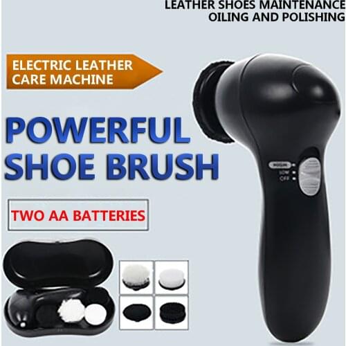 Electric Shoe Polisher Brush Leather Shoes Cleaning Repair Polishing Dust Collector Portable Leather Care Kit - Four Brush Heads