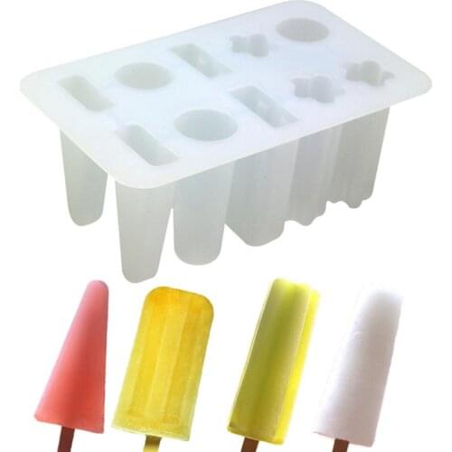 10 Cavities Ice Cream Mold Silicone Popsicle Mold Summer Famlies Party Supplies Handmade DIY Ice Cream Popsicle Ice Lolly Mould