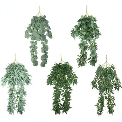 115cm Artificial Green Eucalyptus Leaves Garland Fake Vines Rattan Artificial Plants Ivy Wreath for Wedding Party Home Decor