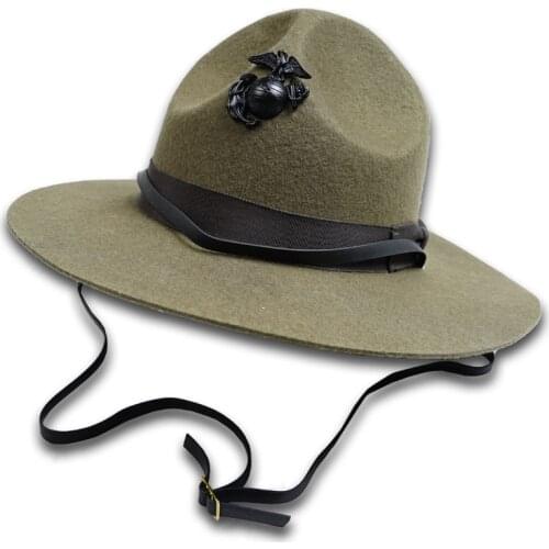 WWII WW2 US Marine Corps Officer Cap Marine Corps Instructor Hat With Metal Badge