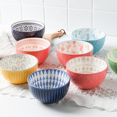 Personality Ceramic Bowl Hand Household Ceramics Small Bowl 6 Inch 6 Inch Flowers And Plants Crockery