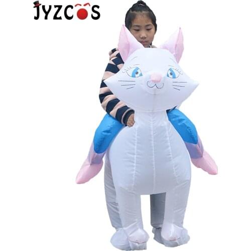 JYZCOS New Children Inflatable Cat Costume Ride Funny Blow Up Suit Halloween Kids Animal Felinae Cosplay Costumes Fancy Dress
