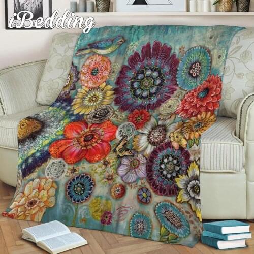 Oil Painting Flower Sea Blanket 3D Print Flannel Blanket Kids Gift Blanket Home Textiles Holiday Beach Bed Cover Soft for Travel