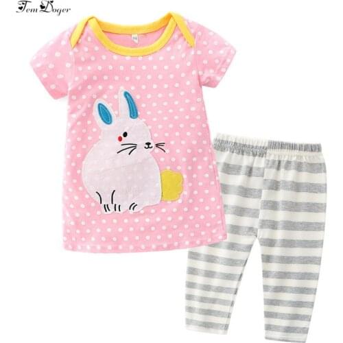 Tem Doger Girls Clothing Sets New Kids Girl Clothes Suit Cartoon Cotton Dress+Leggings 2PCS Outfit Set Children Girl Clothes