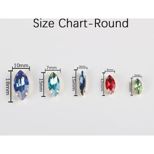 Horse Eye navette leaf Colorful Sew On Fancy Rhinestones With Gold Claw Glass Crystal Sew On stone For clothing accessories