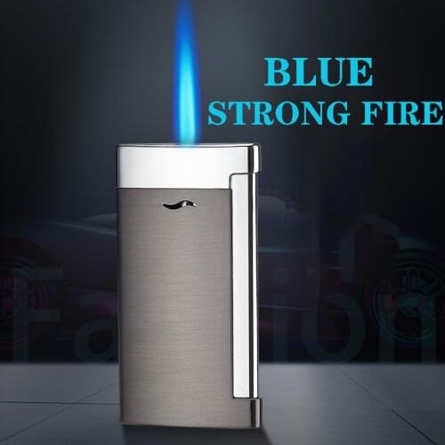 Metal Butane Gas Lighter Windproof Blue Flame Spray Gun Side Press Ignition Fire Cigar Lighter Jet Turbo Torches Cheap Lighters