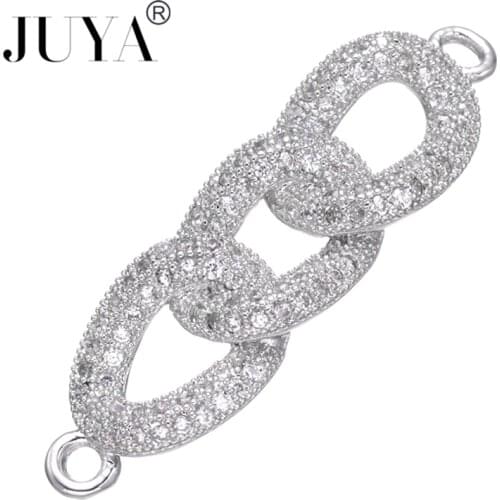 Trendy Fashion Luxury Cubic Zirconia Connector Charms Making Bracelets Necklaces Accessories Handmade Jewelry Findings Component