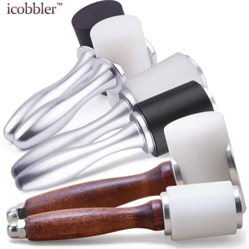Leathercraft Carving Hammer Wood/Metal Aluminum Handle Nylon Hammer DIY Cowhide Mallet Install Tools Round Roller T-shaped 380g