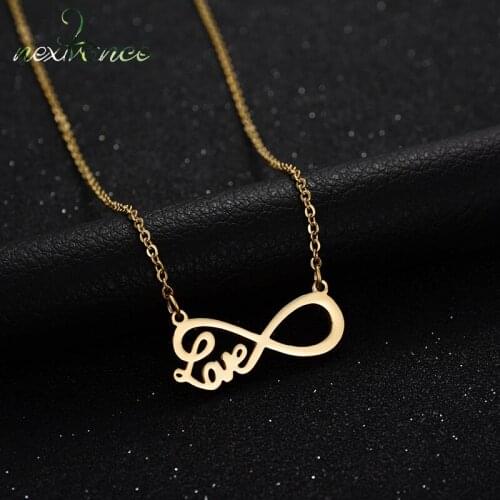 Nextvance Stainless Steel Infinity Pendant Necklace Boho Love Letter Couple Necklaces for Lovers Anniversary Gift Bijoux