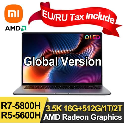 Xiaomi Laptop Pro 15 AMD Version R7-5800H OLED 3.5K Super Retina Screen 15.6Inch 16GB+512GB 100%sRGB Win10 Office Notebook PC