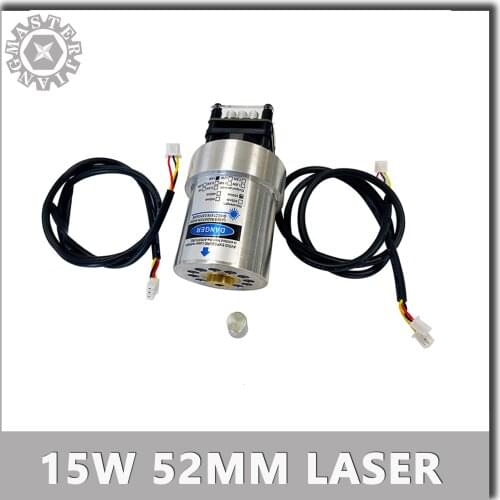 New 15W Fixed-Focus 52mm Cylinder Laser Module Engrave on stainless steel 15000mw DIY Carving Engraver Accessory With PWM