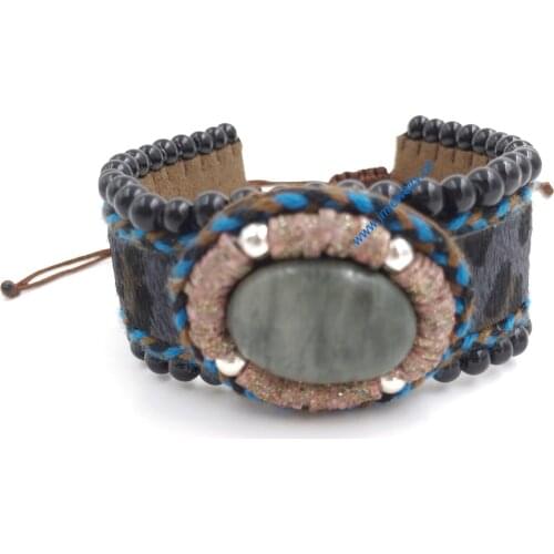 New European Jewelry Suppliers handmade weaving Bracelet Phosphorus stone tibetan vingtage bracelet for women