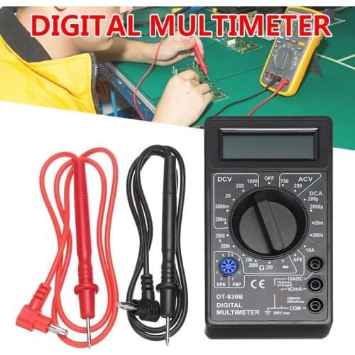 New Portable DT-830B Multimeter Black Digital LCD Multimeter AC 1000V DC 750V Voltmeter Ammeters Volt AC DC Meter Tester