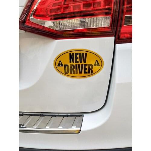 ZTTZDY 15.7cm*9.2cm Oval NEW DRIVER Drive Safe Helmet Car Bumper PVC Car Sticker YJ1-0041