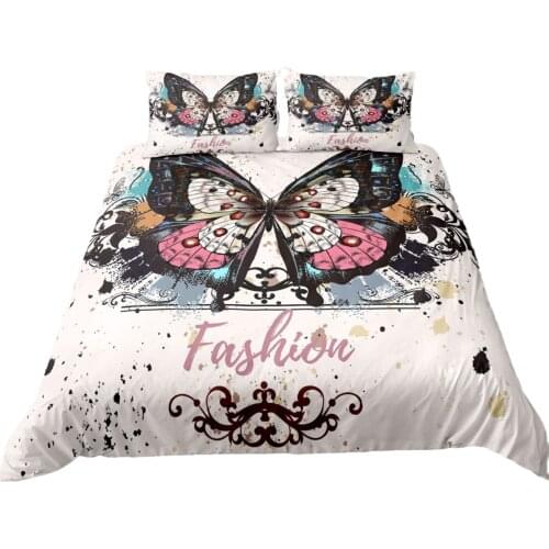 ROMANZO 2/3 Pcs Color Butterfly Bohemia Bedding Set Duvet Cover Cartoon King Queen Single Bed Set Quilt Comforter Covers