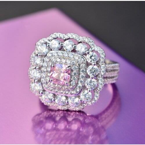 Luxury Female Girl AAA Luxury CZ Stone Ring White Pink Yellow Ring Promise Engagement Rings for Women R-145