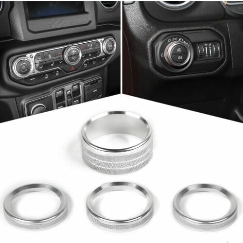 Silver Air Conditioner&Headlight Switch Ring Cover For 2018 for Jeep Wrangler JL 4X