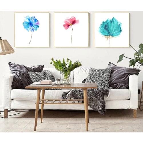 Nordic Blooming Color Flower Poster Canvas Print Painting Wall Art Bedroom Home Decoration