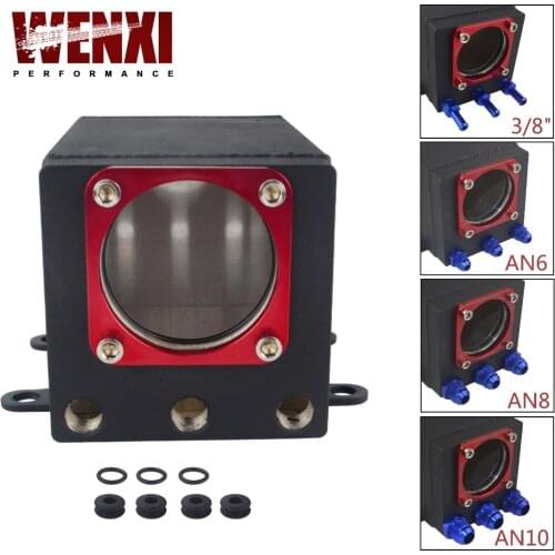 60mm External 044 Fuel Pump Tank Racing Black Billet Aluminium AN6 AN8 AN10 Fitting Oil Catch Can Fuel Surge Tank