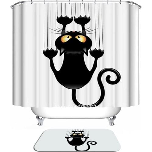 Waterfall Moon Natural Landscape Cartoon Elephant Shower Curtain Waterproof and Mildewproof Childrens Bathroom Decoration