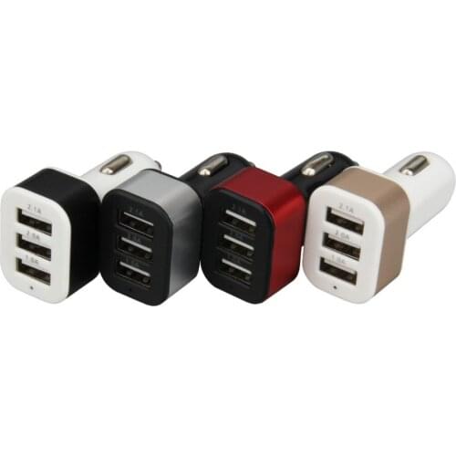Portable Mini 3 -Port USB Car Charger 12-24V 2.1A & 1A Quick Charging Triple Ports Auto Charge Adapter for Mobile Phone 100pcs