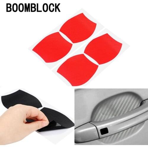 4Pcs Car Door Handle Carbon Fiber protection film Stickers for Volvo Toyota Renault Chevrolet cruze Opel astra h Nissan Peugeot