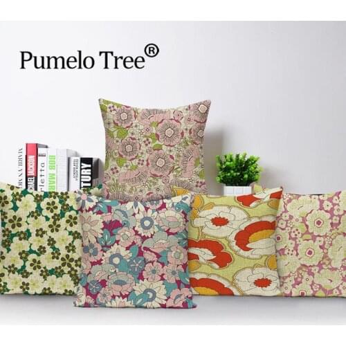 Abstract Cushion Cover Vintage Floral Pillow Cover Living Room Decoration Covers for Cushions Linen 45x45cm Case on The Pillow