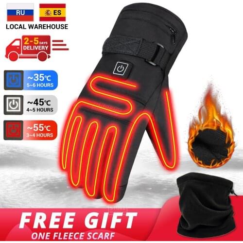 Winter Tactical Camping Hiking Heated Gloves Battery Powered Touch Screen Water-resistant Hunting Camping Motorcycle Gloves