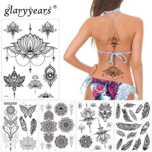 Glaryyears 1 Pc Butterfly And Feather Pattern Temporary Tattoo Sticker Fake Flash Waterproof Fashion Small Body Art Men Women