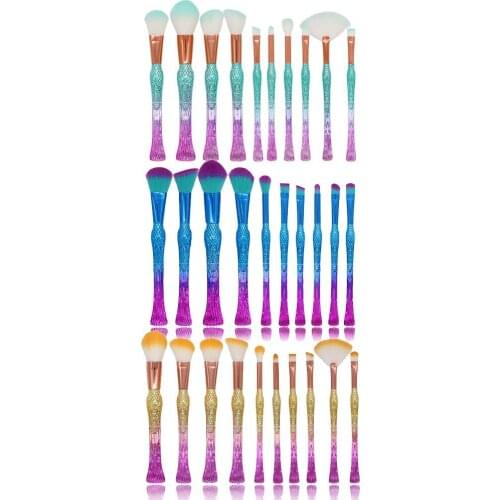 10pcs Mermaid Swallow Tail Brushes Make Up Tool Set Powder Handle Makeup Brushes GUJHUI Pinceaux De Maquillage Foundation Brush