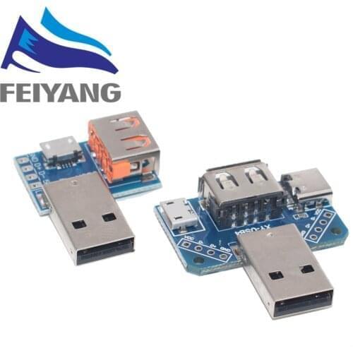 10PCS USB Head Switchboard Male USB Connector to Type-c Micro USB Female USB 2.54-4P transfer test board USB adapter plate
