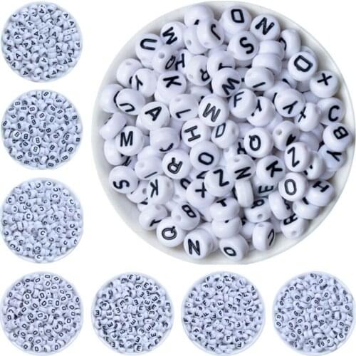 7mm 100Pcs A-Z Single Alphabet Beads Acrylic Bead Letters 0-9 Number DIY Letter Beads For Bracelet Accessories for Jewelry