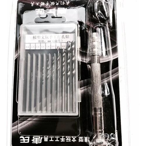 11pcs/kit Semi-Automatic Hand Drill Micro Hand Hobby Drill Manual Hand Twist Drill Wood Spiral Hand Push Drill Chuck on sale