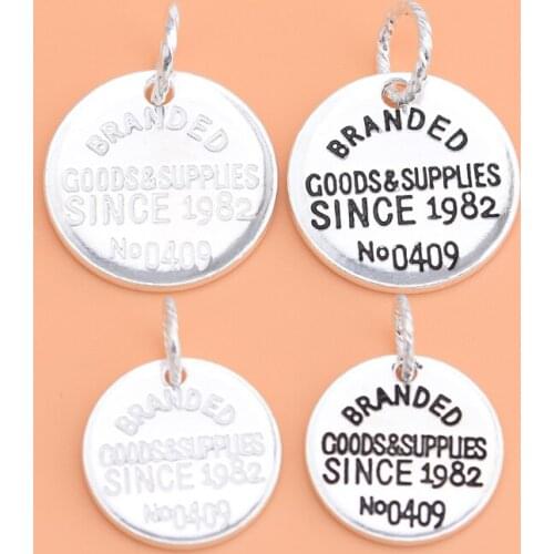 1982 English round brand pendant 925 sterling silver jewelry pendant, handmade diy beaded bracelet accessories