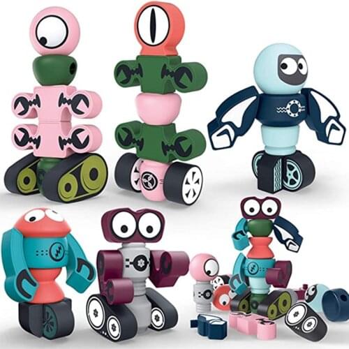 2020 Magnetic Robots Magnetic Blocks Set for Kids with Storage Box, Stacking Robots Toy STEM Educational Playset Toys for Child