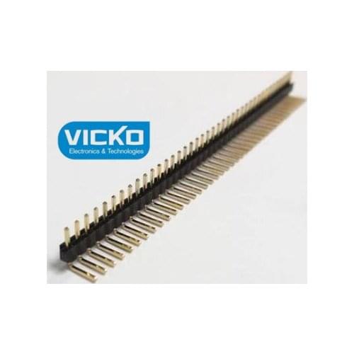 30pcs Connector male single row needle 2.54MM spacing 1*40Pins 1x40p 90 degree curved needle gold plated copper environmental