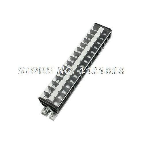 660V 20A 15 Positions Rail Mount Covered Screw Terminal Strip Block
