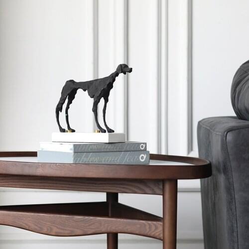 Home Decor Accessories Art Abstract Metal Dog Stand Look On White Marble Statue Decor Figurine Living Room Ornament Gifts