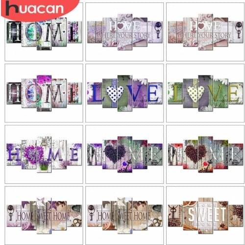 HUACAN Diamond Painting Sweet Home DIY Wall Art Decor Full Square 5D Diamond Embroidery Landscape Mosaic Multi-picture Craft Kit
