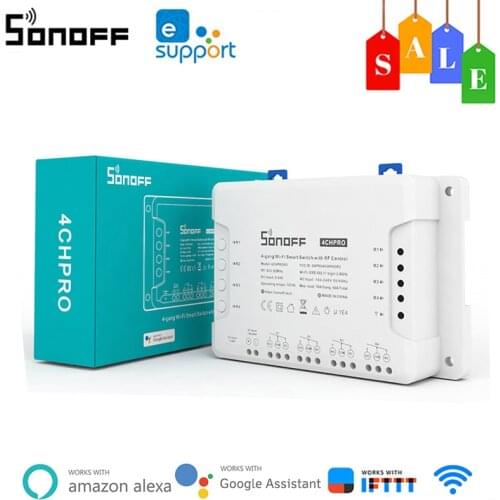 Sonoff 4CH R3/4CH PROR3 WiFi Smart Switch 4 Gang Wireless Switch Countdown Timing Remote Control Home Automation Via Ewelink APP
