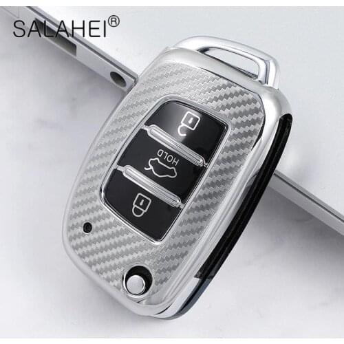 Carbon Fiber TUP New Car key Cover Case Skin Set for Hyundai ix35 Solaris Tucson 2016 Accent Santa Fe Smart Remote Accessories