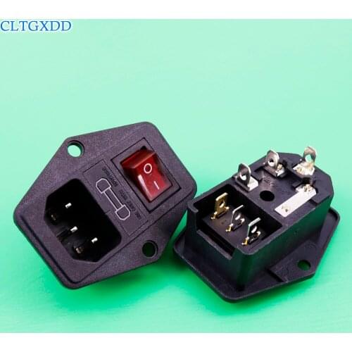 Cltgxdd 10A 250V 3 Pin IEC320 C14 AC Inlet Male Plug Power Socket With Fuse Switch