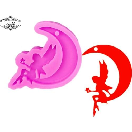D056 shiny half moon shaped silicone keychain mold DIY female jewelry pendant mobile phone pendant KLM